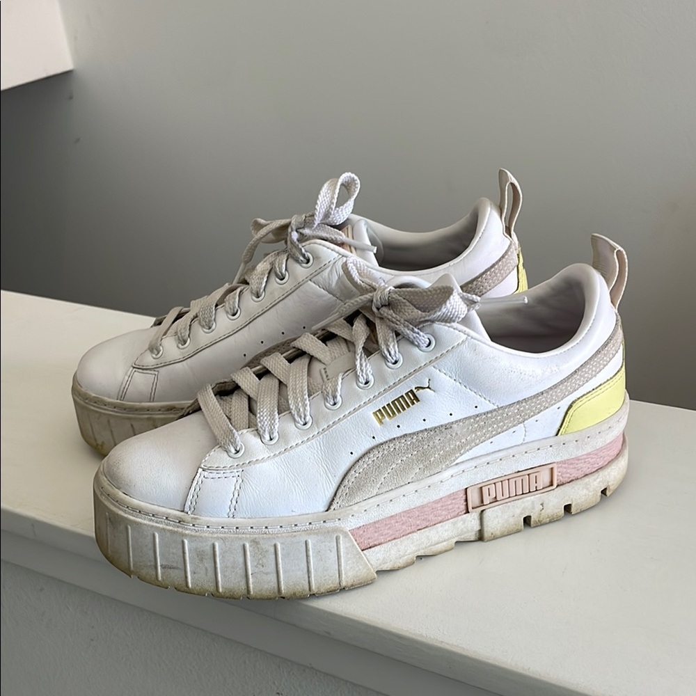 Puma White Pink Chunky Sneakers